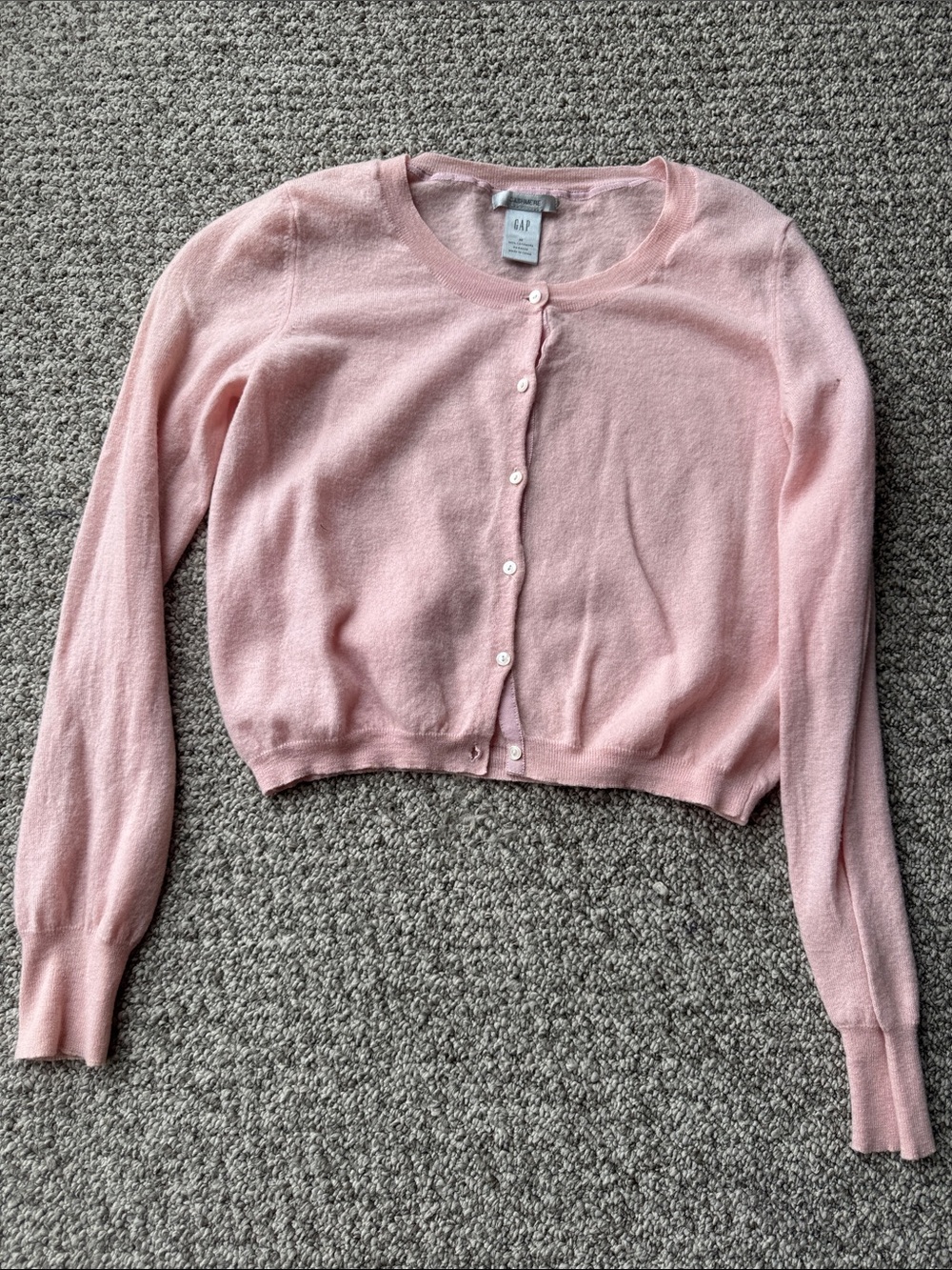 100% cashmere GAP Pink Cropped Button Cardigan